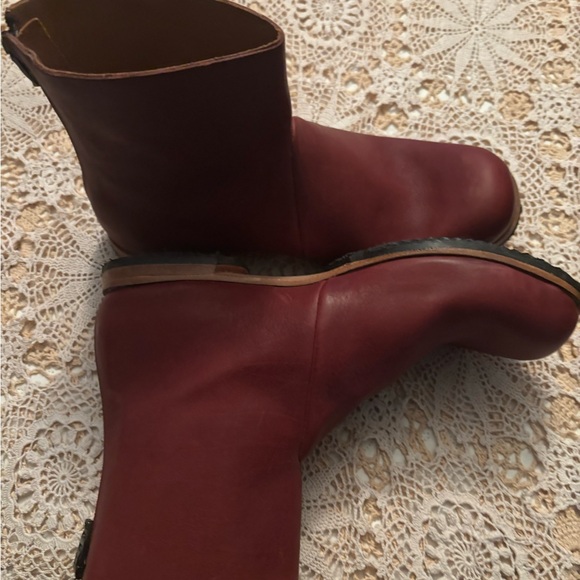 CYDWOQ Ladies Red Leather Hand Crafted Ankle Boots EU39.5 US9.5 - Picture 4 of 8